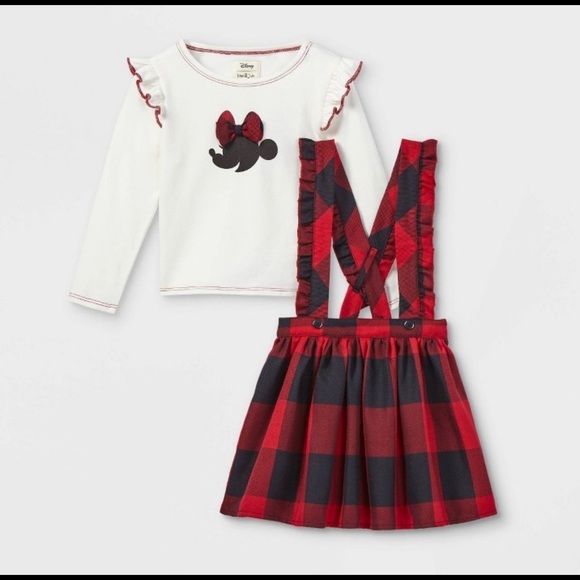 Nwt Disney Minnie Mouse plaid toddler girl dress pippa &Julie red white - Picture 1 of 7